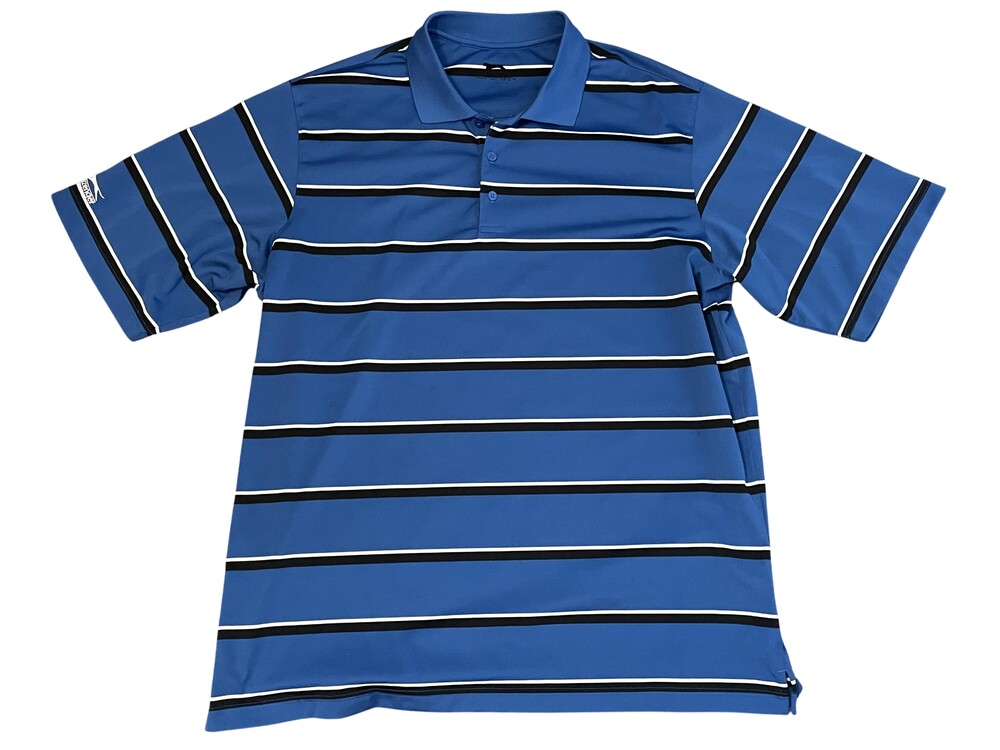 Slazenger Polo Shirt Mens XL Blue Striped Golf Performance Moisture Wicking